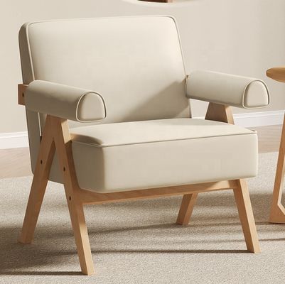 Arredamento contemporaneo per il soggiorno Moderno telaio in legno massello in pelle Sedia divano in legno singolo opzionale W70*D70*H80CM
