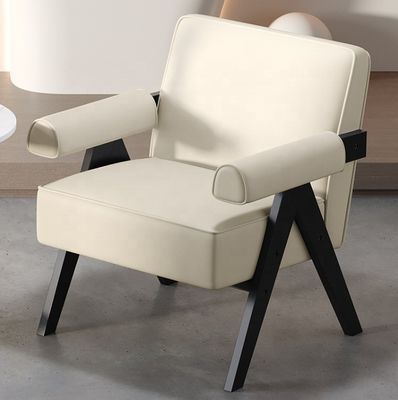 Arredamento contemporaneo per il soggiorno Moderno telaio in legno massello in pelle Sedia divano in legno singolo opzionale W70*D70*H80CM
