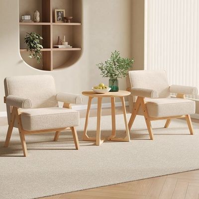 Arredamento contemporaneo per il soggiorno Moderno telaio in legno massello in pelle Sedia divano in legno singolo opzionale W70*D70*H80CM