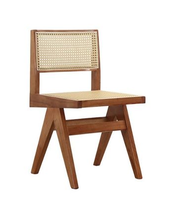 Sedile morbido in legno di gomma Moderno design Sedile da sala da pranzo in legno di rattan per soggiorno e hotel