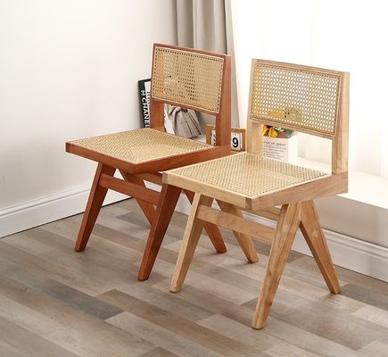 Sedile morbido in legno di gomma Moderno design Sedile da sala da pranzo in legno di rattan per soggiorno e hotel