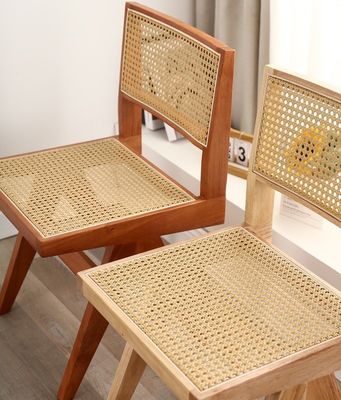 Sedile morbido in legno di gomma Moderno design Sedile da sala da pranzo in legno di rattan per soggiorno e hotel