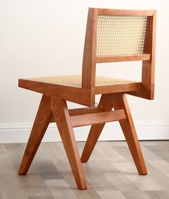 Sedile morbido in legno di gomma Moderno design Sedile da sala da pranzo in legno di rattan per soggiorno e hotel