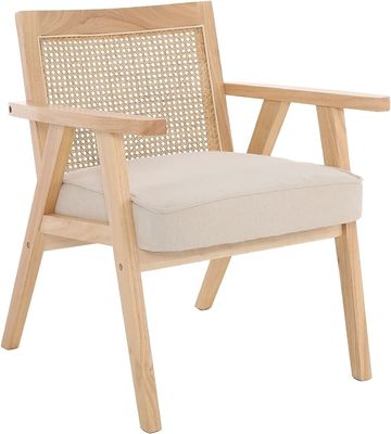 Sedie in legno per soggiorno e hotel Moderno design Sedile morbido Sedile da pranzo in legno massello di rattan