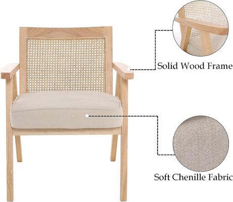 Sedie in legno per soggiorno e hotel Moderno design Sedile morbido Sedile da pranzo in legno massello di rattan
