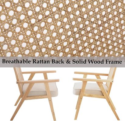 Sedie in legno per soggiorno e hotel Moderno design Sedile morbido Sedile da pranzo in legno massello di rattan