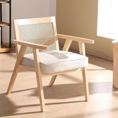 Sedie in legno per soggiorno e hotel Moderno design Sedile morbido Sedile da pranzo in legno massello di rattan