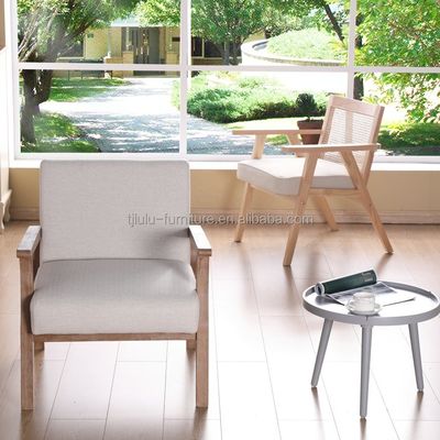 Soggiorno e hotel Divano in legno massello Poltrona in legno W69*D76*H79CM con sedile morbido Design moderno Un sedile