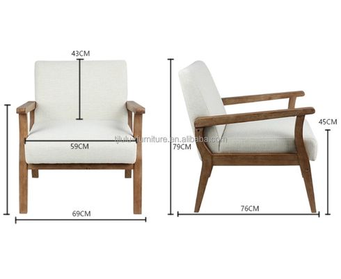 Soggiorno e hotel Divano in legno massello Poltrona in legno W69*D76*H79CM con sedile morbido Design moderno Un sedile