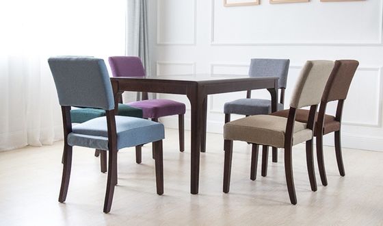 Sedile da pranzo in legno massello imbottito in tessuto colorato Perfetto per arredamento alberghiero / sala da pranzo / ristorante