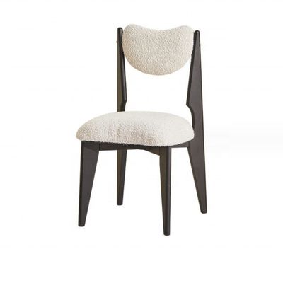 Sedile da pranzo in legno con colore personalizzato e gambe nere in velluto bianco