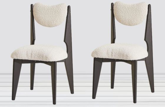 Sedile da pranzo in legno con colore personalizzato e gambe nere in velluto bianco