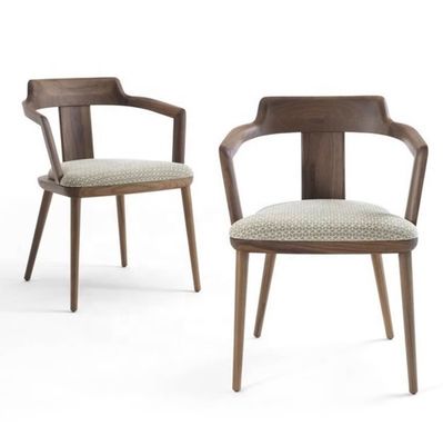 Poltrona da pranzo in legno massiccio con cuscino e poltrona di colore noce di design moderno