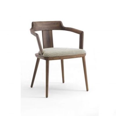 Poltrona da pranzo in legno massiccio con cuscino e poltrona di colore noce di design moderno