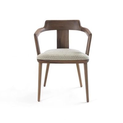 Poltrona da pranzo in legno massiccio con cuscino e poltrona di colore noce di design moderno