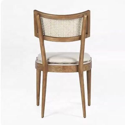 Arredamento moderno per ristoranti con retro in rotino Sedile da pranzo in legno con rivestimento in tessuto