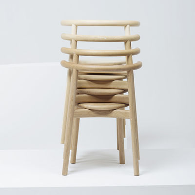 Home Arredamento Salotto nordico Sedile da pranzo in legno massello con schienale e finitura in nitrolacque