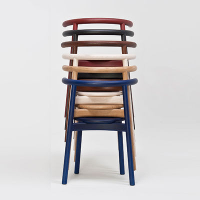 Home Arredamento Salotto nordico Sedile da pranzo in legno massello con schienale e finitura in nitrolacque