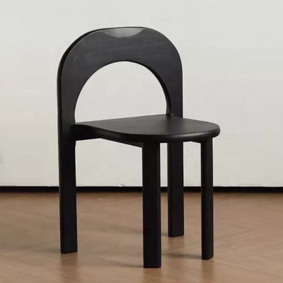 Sedile da pranzo a gambe di legno nero massello con schienale a forma di U in stile classico e sedile elevatore in stile