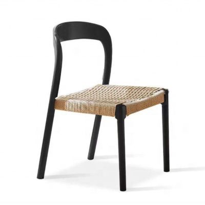 Poltrona da ufficio con poltrona da pranzo in stile tradizionale con sedile tessuto a corda e legno massello