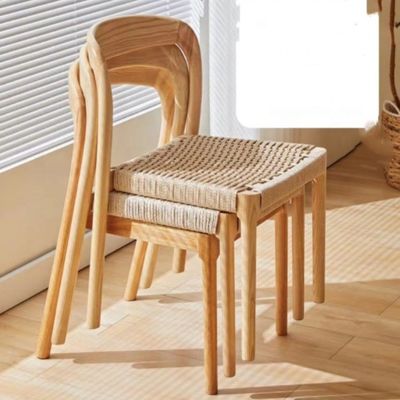 Poltrona da ufficio con poltrona da pranzo in stile tradizionale con sedile tessuto a corda e legno massello