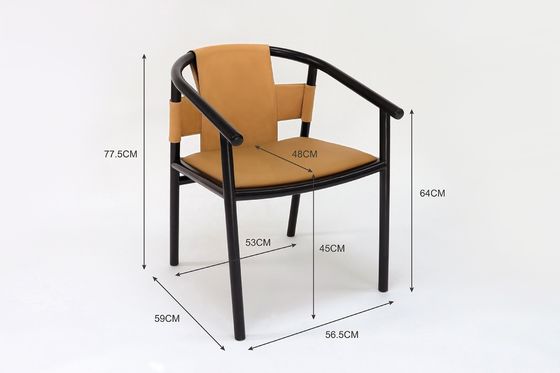 Stile di design moderno Cornice di legno sella marrone pelle mobili da pranzo salone di svago Accento poltrone