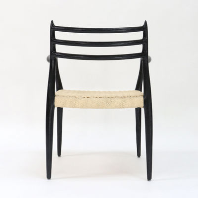 Sedile da pranzo moderno Nitrolacquer a corda tessuta a mano Finitura in legno massello con braccio moderno