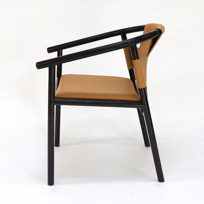 Vintage Luxury Artistic Customized PU Leather Upholstery Solid Wood Seduta da pranzo per ristorante Specifico