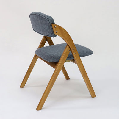 Sedia da pranzo in legno in stile vintage con design pieghevole e copertura in tessuto