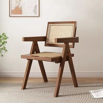 Legno massello e tappeteria di rattan Sedile da pranzo nordico per ristoranti Design di mobili per la casa moderna