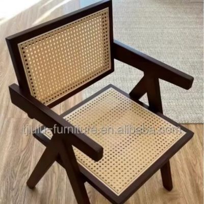 Legno massello e tappeteria di rattan Sedile da pranzo nordico per ristoranti Design di mobili per la casa moderna