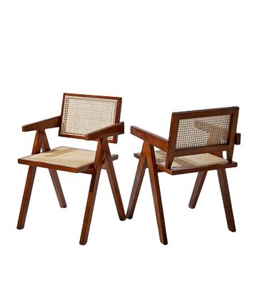 Legno massello e tappeteria di rattan Sedile da pranzo nordico per ristoranti Design di mobili per la casa moderna