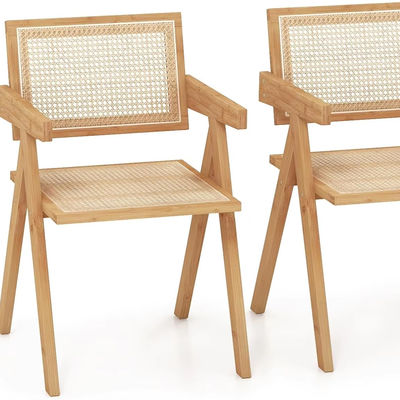 Legno massello e tappeteria di rattan Sedile da pranzo nordico per ristoranti Design di mobili per la casa moderna