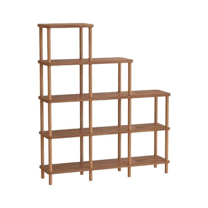 Soggiorno Mensola di libri in legno massello Legno di faggio Mensola di libri in legno minimalista con scaffali pieghevoli