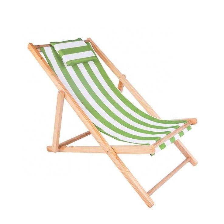 Arredamento esterno generale Disegno moderno Altezza regolabile Poltrona da spiaggia in legno pieghevole con cuscino in multi-colori