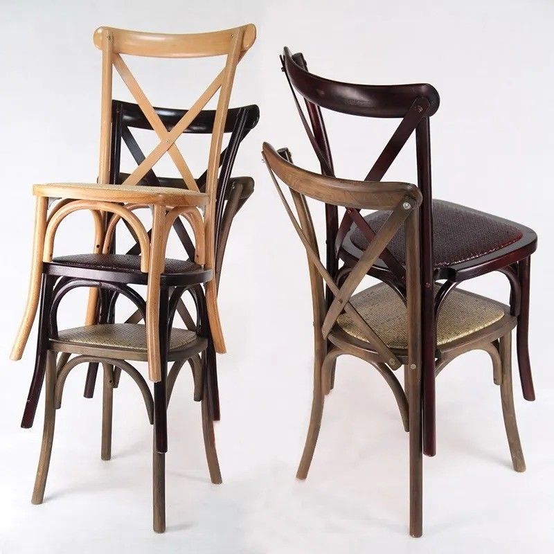 Professionale Stagliabile X Back Rattan Sedile da pranzo Accento francese Sedile in legno per festa di nozze in colori personalizzati