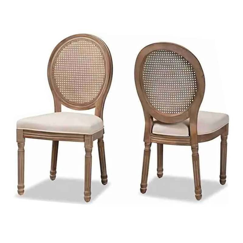 Ceneria Banchetto Evento Stile francese Rattan Back Legno massello Louis Chair Sedie impilabili Sedie antiche Sedie in legno Moderne 100