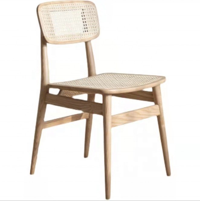 Moderno design stile nordico Sedile in legno massello di rattan Servizio OEM