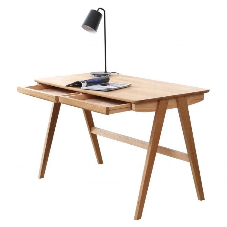 Scrivania scandinava moderna a doppio cassetto in colore naturale o nero per mobili da pranzo