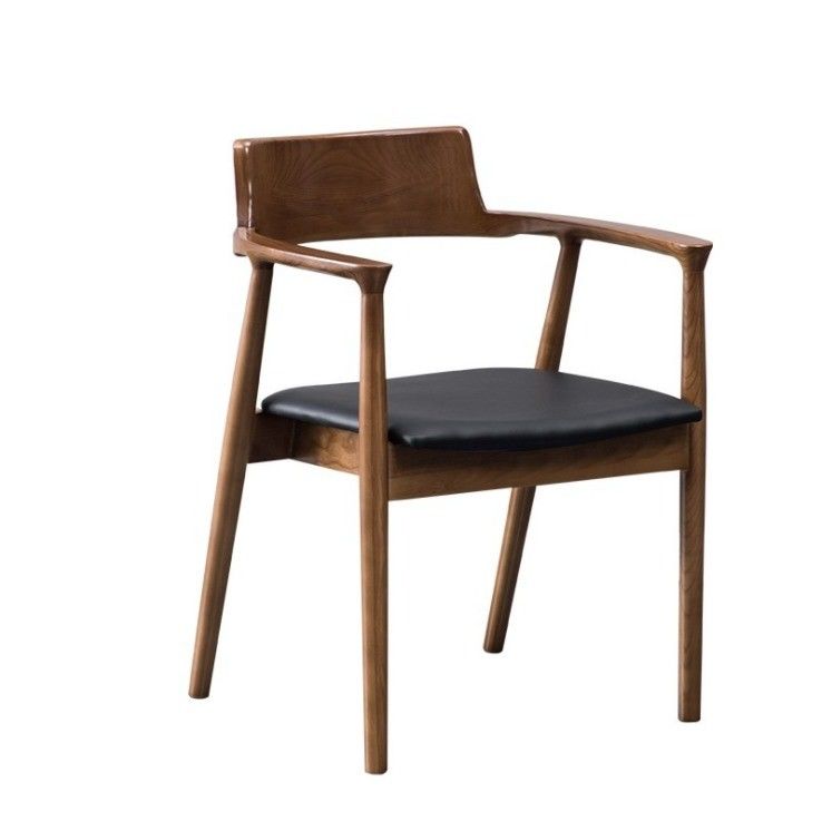 Sala da pranzo e soggiorno contemporanea colore noce Poltrone per braccio in legno Sedile da pranzo con sedile in pelle di tessuto