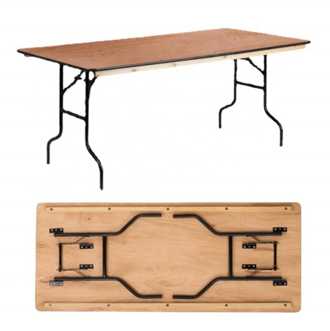 Banchetto in legno massello esterno rettangolare matrimonio hotel tavoli da pranzo pieghevoli in design moderno per matrimoni e hotel