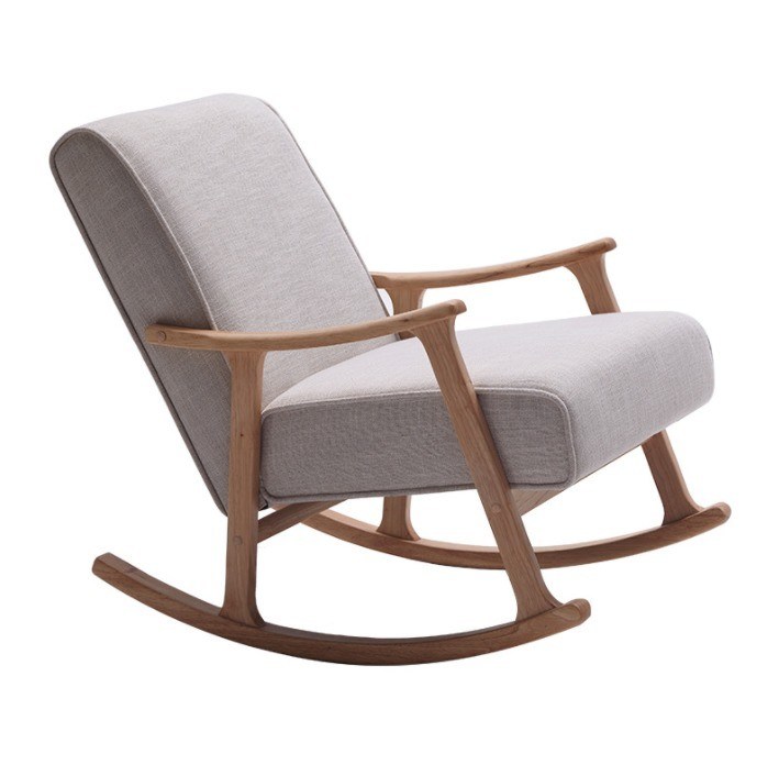 Pratica sedia a dondolo in tessuto di spugna in legno ad alta densità per soggiorno in stile europeo