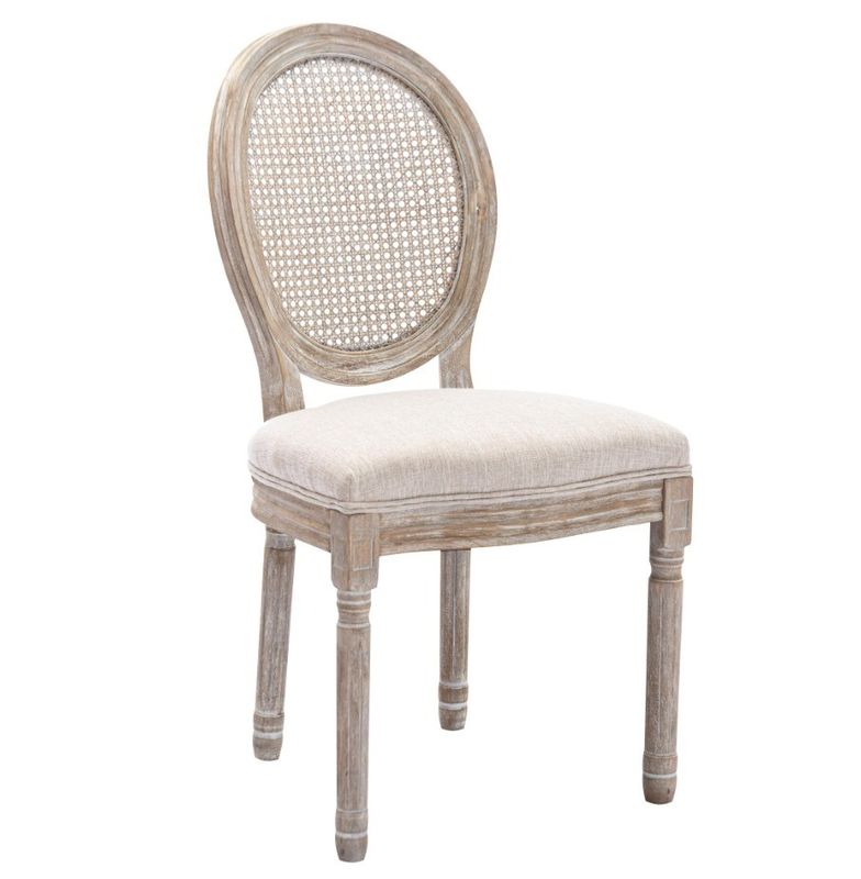 Poltrona da pranzo in stile vintage francese rivestita in cuoio PU con design impilabile e legno massello