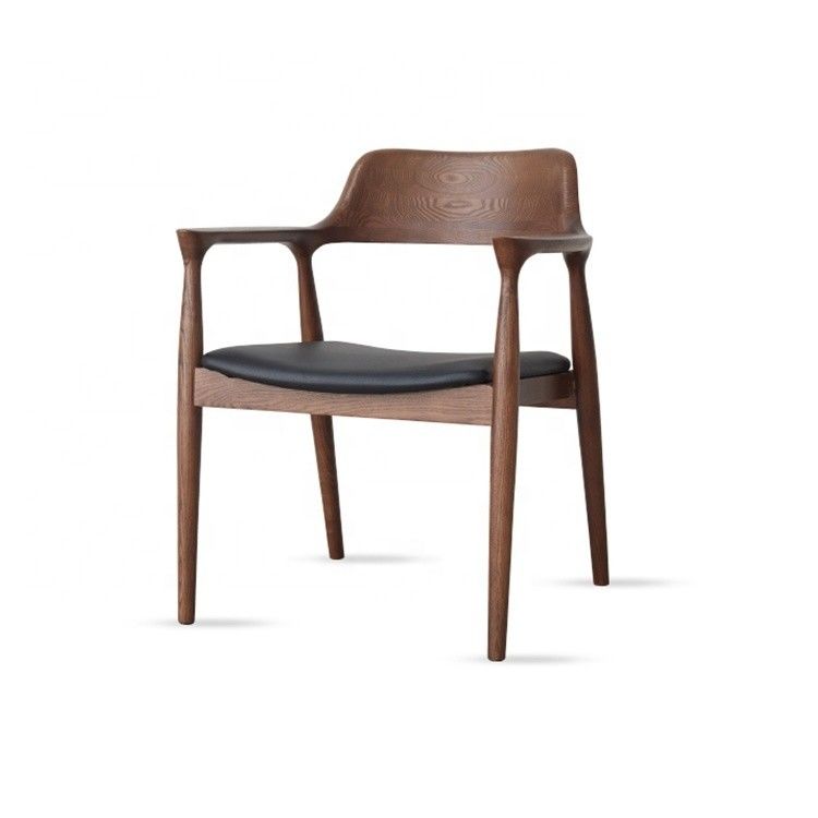 Arredamento per la sala da pranzo Moderno in pelle nera imbottito in legno Sedile da pranzo con imbottitura e design
