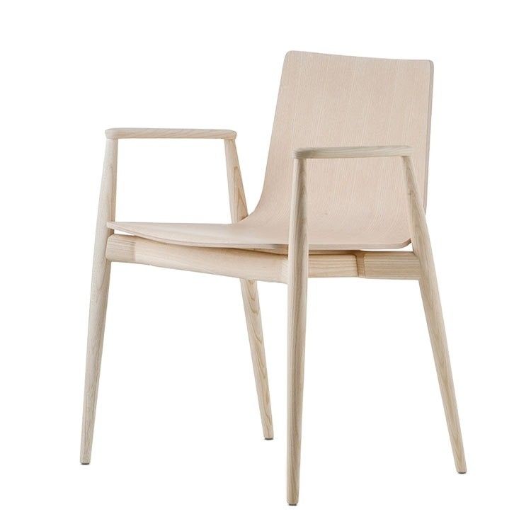 Nordic Light Luxury Solid Wood Armchair Sedile da pranzo in pelle imbottita per hotel, bar e salotto