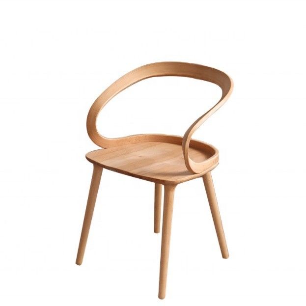 Modern Dining Room Beech Solid Wood Coffee Bending Chair con schienale curvo e stile nordico