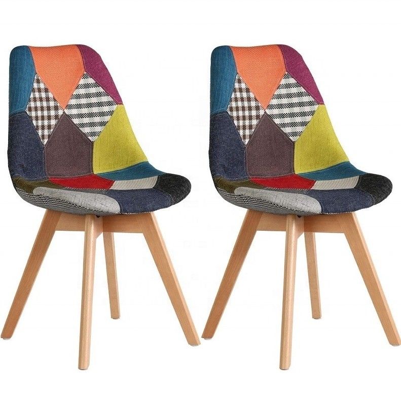 Sedie da ricevimento in lino senza tessuto piegate con schienale cuscino morbido tulipano patchwork sedia scandinava per cucina