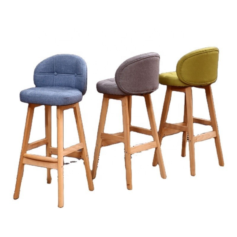 Arredamento commerciale Modern High Bambù Bar Stool con cuscino di cotone grigio morbido