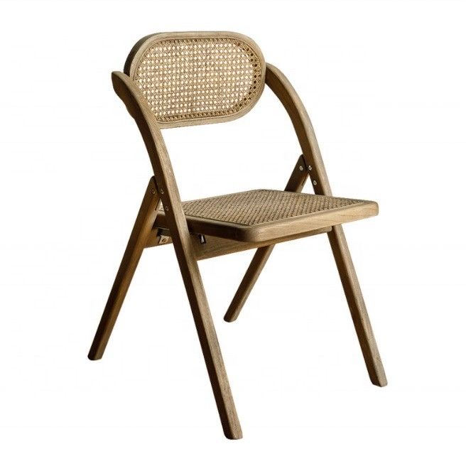 Sedie pieghevoli in legno massello di rattan in stile rustico per eventi colori opzionali e design durevole