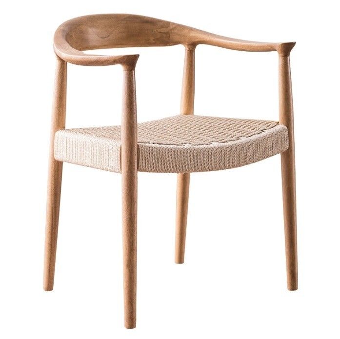Sedile a cordone tessuto Poltrona nordica per soggiorno Sala riunioni W59*D47*H73CM Finitura laccata Legno moderno